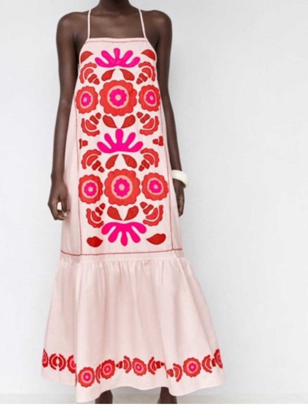 ZARA Dress Pink LIMITED EDITION BLOGGERS FAV EMBROIDERED Maxi Medium M